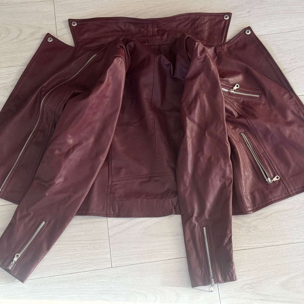 Elegant Maroon Leather Jacket for Women